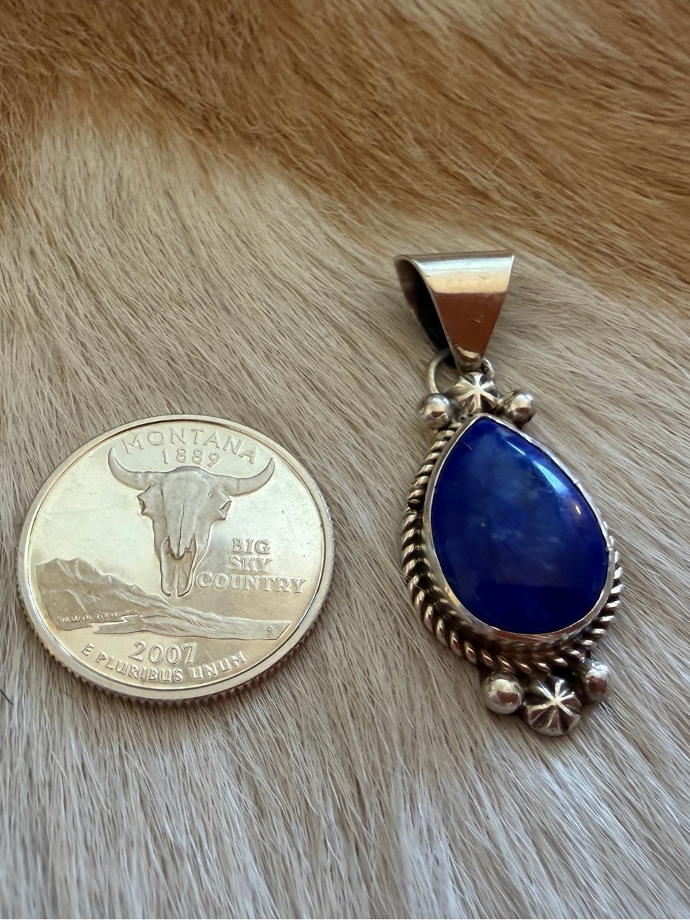 ❤️ Signed Navajo Robert Martinez Lapis Lazuli Sterling Statement Unisex Pendant - Picture 5 of 12